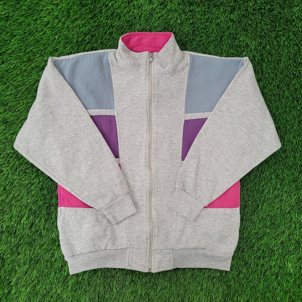 Vintage Bold-Spirit Fleece Track Jacket Womens XS/S 21x23 Crop Y2K Baggy